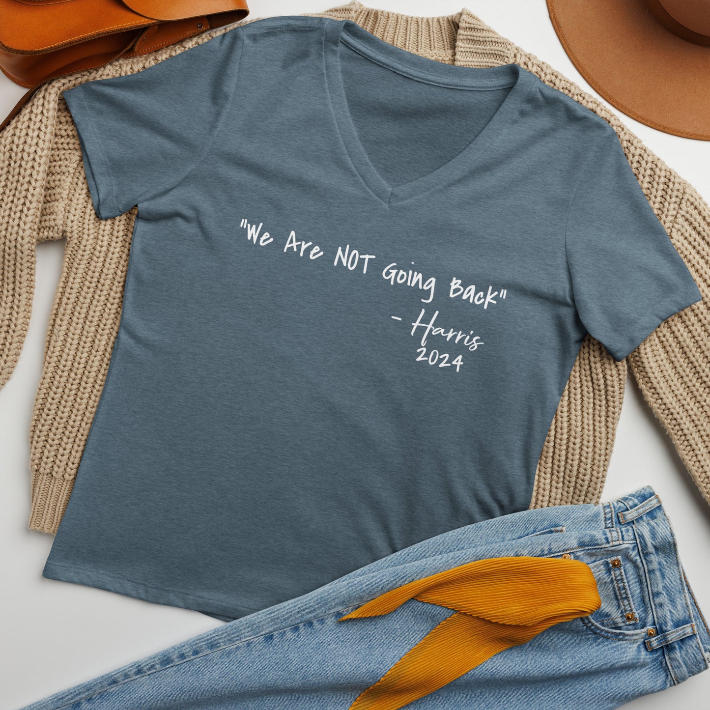 We are Not going back - Women’s relaxed v-neck t-shirt